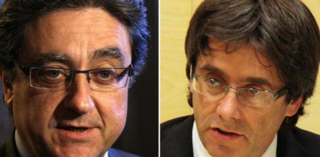 Enric Millo, diputado del PPC, y Carles Puigdemont, alcalde de Girona
