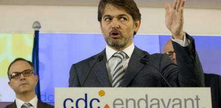 Oriol Pujol, durante la comparecencia de prensa en la que anunció que delegó sus cargos en el partido