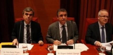 Fèlix Riera, Enric Sallent y Brauli Duart, este viernes en la sesión de control a la CCMA.
