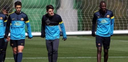Abidal y otros jugadores del Barça B, durante un entrenamiento