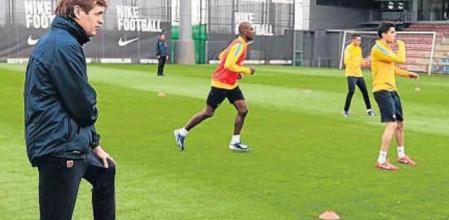 Tito Vilanova entrena al Barça tras su regreso de Nueva York