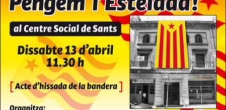 Archivo: Una estelada de grandes dimensiones en la fachada del Centre Social de Sants.