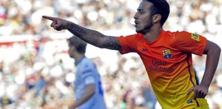 Thiago celebra su gol ante el Zaragoza