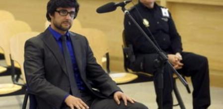 El informático del HSBC Hervé Falciani, famoso por su lista de presuntos defraudadores fiscales, durante la vista celebrada hoy en la que la Audiencia Nacional para estudiar si le entrega a Suiza, donde está reclamado por robar de la entidad donde trabajaba datos bancarios de miles de clientes