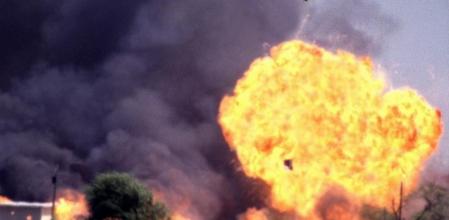 Imagen del incento del centro Mount Carmel de la secta de los davidianos, el 19 de abril de 1993, donde murieron 81 personas tras 51 días de asedio del FBI y tras la irrupción de las fuerzas de seguridad