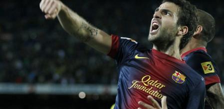 El centrocampista del Barcelona Cesc Fábregas celebra el gol marcado ante el Levante