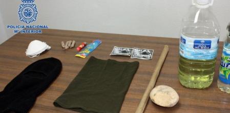 Material incautado a los cuatro detenidos por preparar incendios en el asedio al Congreso