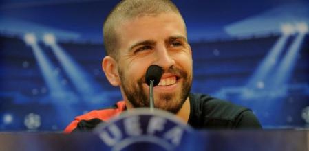 El defensa del Barça Gerard Pique durante su rueda de prensa