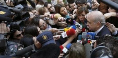 El ministro de Interior, Jorge Fernández Díaz, a su llegada a la sede del PP en Madrid