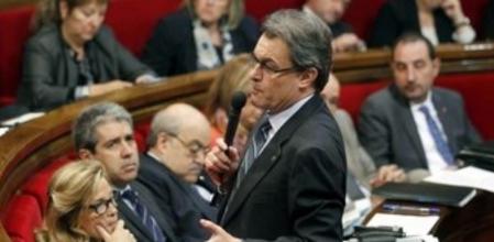El presidente catalán, Artur Mas, esta mañana durante la sesión de control del Parlament.