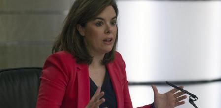 Soraya Sáenz de Santamaría, durante la rueda de prensa posterior al Consejo de Ministros