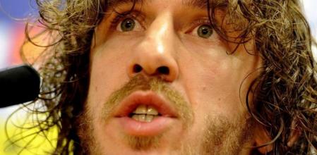 El capitán del Barça, Carles Puyol, en una rueda de prensa