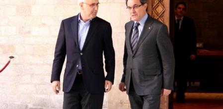 Mas y Duran salen del despacho del presidente de la Generalitat tras reunirse