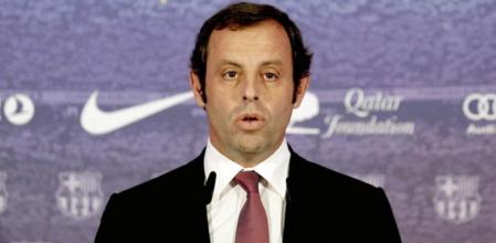 El presidente del Barça, Sandro Rosell, durante una rueda de prensa