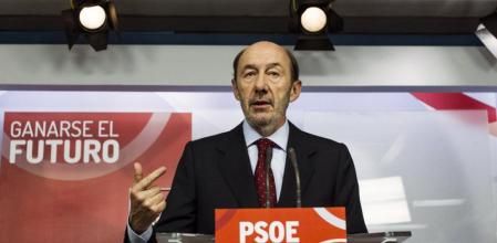 Alfredo Pérez Rubalcaba, en la sede de Ferraz