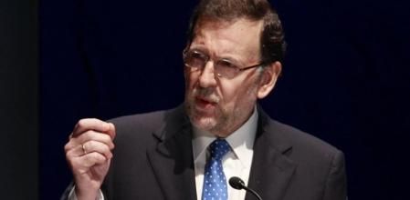 El presidente del Gobierno, Mariano Rajoy, durante la clausura de la asamblea general de la patronal de la CEOE