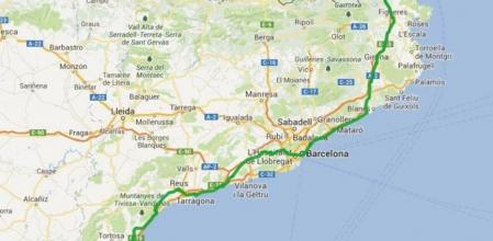 Recorrido de la cadena humana, desde La Jonquera hasta Alcanar