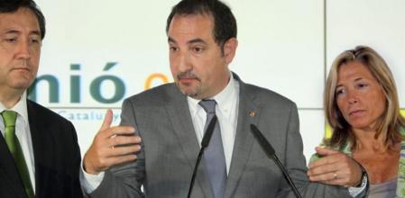 Los consellers de Unió, Ramon Espadaler, Josep Maria Pelegrí i Joana Ortega (de izq. a derecha)