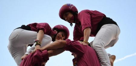 La colla dels castellers de Lleida en una exhibición