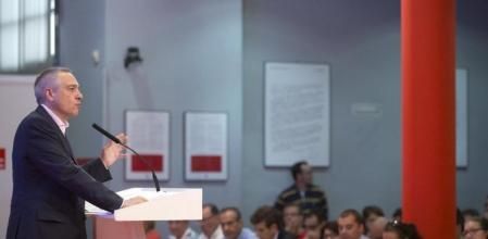Pere Navarro, durante su intervencion en el acto celebrado en la sede del PSC 'La Solucion Federal'