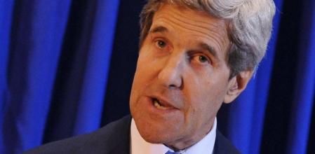 El Secretario de Estado de los EE.UU., John Kerry, durante una rueda de prensa