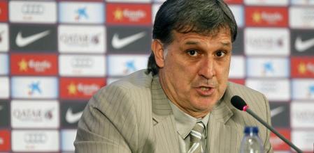 Gerardo 'Tata' Martino, durante su presentación con el Barça