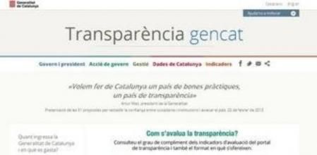 Captura de pantalla del portal web de transparencia de la Generalitat de Catalunya