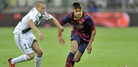Neymar, en un momento de su debut con el Barcelona
