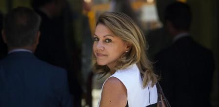 María Dolores de Cospedal en la entrada de la Audiencia Nacional