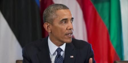 Obama se dirige a la prensa durante el encuentro en la Casa Blanca con los mandatarios de Estonia, Letonia y Lituania