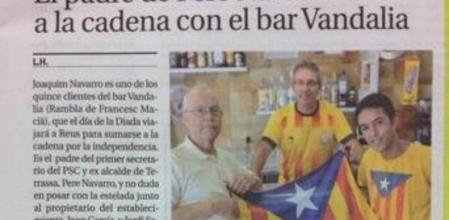 Imagen de la noticia de 'El diari de Terrassa' en la que el padre del líder del PSC, Pere Navarro, declara que irá a la Via Catalana
