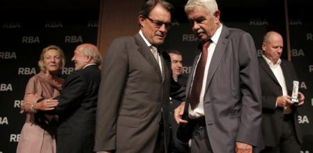 El president Mas coincidió con el expresident Maragall ayer en una cita literaria