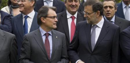 El president de la Generalitat, Artur Mas, y el presidente del gobierno español, Mariano Rajoy, el pasado 10 de mayo de 2013