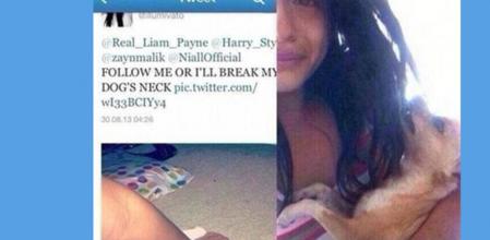 Mensajes en Twitter de una fan de One Direction amenazando con matar a su perro