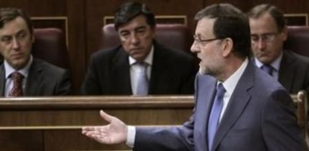 El presidente del Gobierno, Mariano Rajoy, durante su intervención hoy en la sesión de control al Ejecutivo del pleno del Congreso.