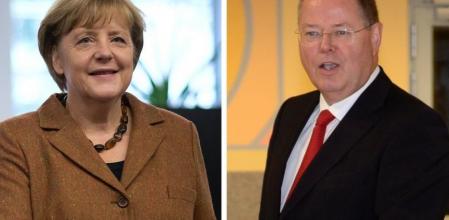 Merkel y Steinbrück votan en sus respectivos colegios electorales
