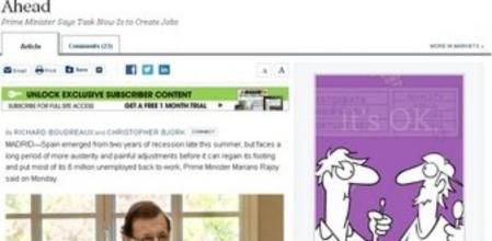 Imagen del artículo de The Wall Streat Journal con la entrevista a Mariano Rajoy