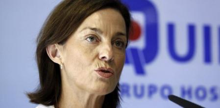 La gerente del Hospital Quirón Madrid, Lucía Alonso, durante la rueda de prensa en la que ha leído el parte médico