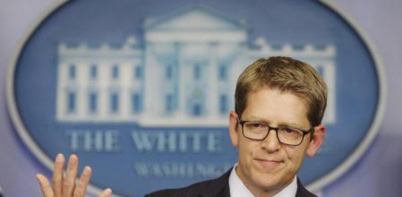 Jay Carney, portavoz de la Casa Blanca, durante su comparecencia ante los medios