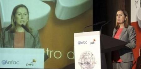 La ministra de Fomento, Ana Pastor, durante su intervención en el I foro Anfac y Pwc sobre el sector de la automoción.