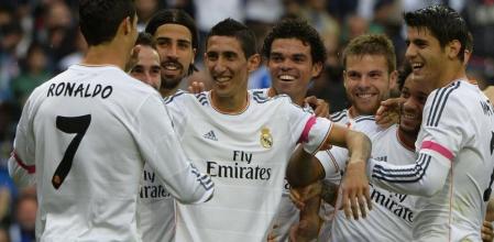 Ángel di Maria celebra su gol ante el Málaga