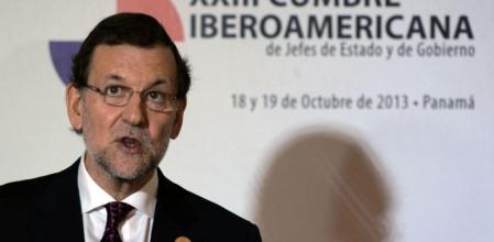 Rajoy durante la rueda de prensa en la Cumbre Iberoamericana de Panamá