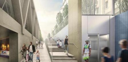 Recreación virtual de uno de los pasos peatonales bajo el cajón de vías de Sants