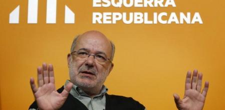 El filósofo Josep Maria Terricabras, durante la rueda de prensa que ofreció como candidato de ERC a las elecciones europeas