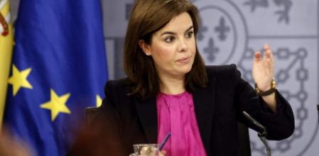 La vicepresidenta del Gobierno, Soraya Sáenz de Santamaría, durante la rueda de prensa posterior a la reunión del Consejo de Ministros