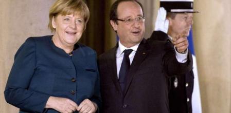Hollande y Merkel tras su reunión en el Elíseo