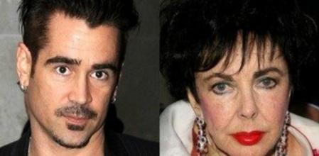Combo del actor Colin Farrell y la fallecida actriz Liz Taylor