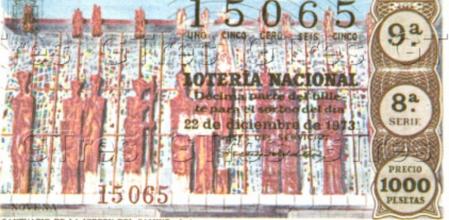 Décimo de la Lotería de Navidad de año 1973. Anverso y Reverso