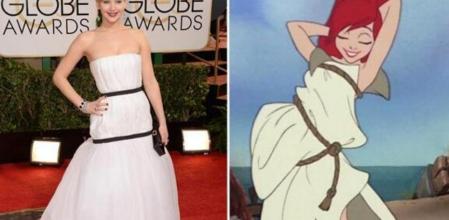 Jennifer Lawrence ha sido comparada con Ariel, La Sirenita, por su vestido para los Globos de Oro