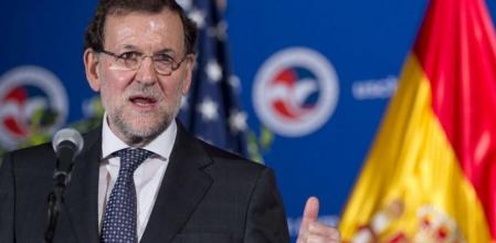 El presidente del Gobiernodurante su discurso ante los empresarios estadounidenses en la sede de la Cámara de Comercio de los EE.UU